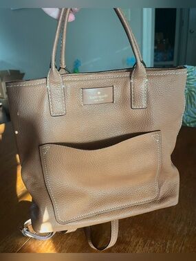 Kate Spade Brown Pebbled Leather Tote with Front Pocket